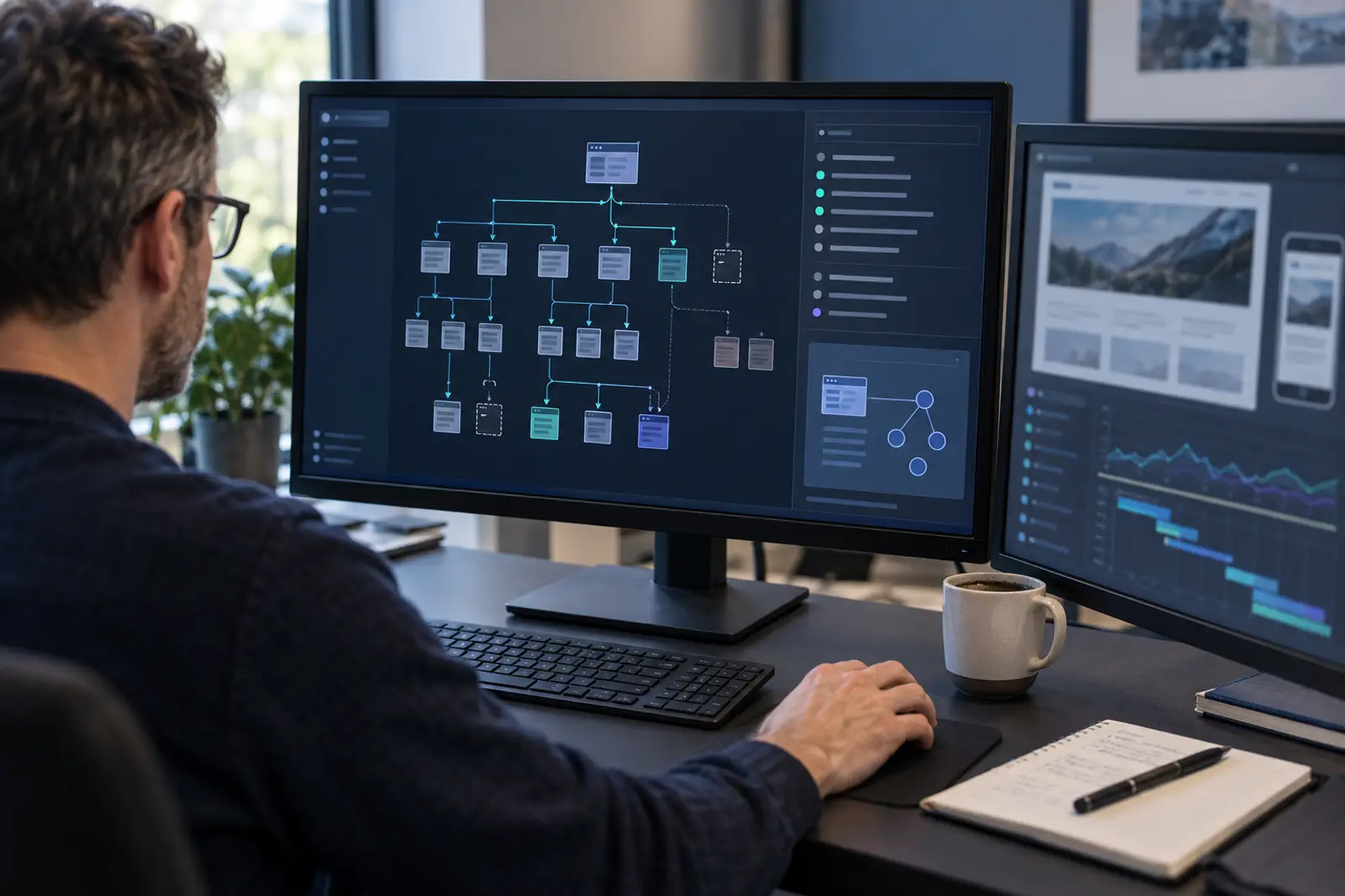 Technical SEO specialist reviewing website structure, indexability, and structured data for AI discovery.