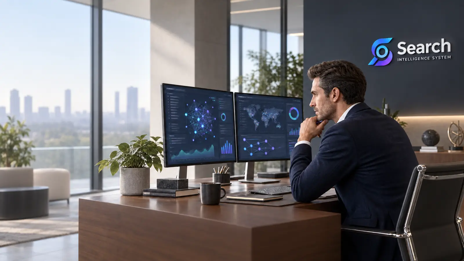 Search strategist analyzing organic visibility, page relationships, and search-performance data.